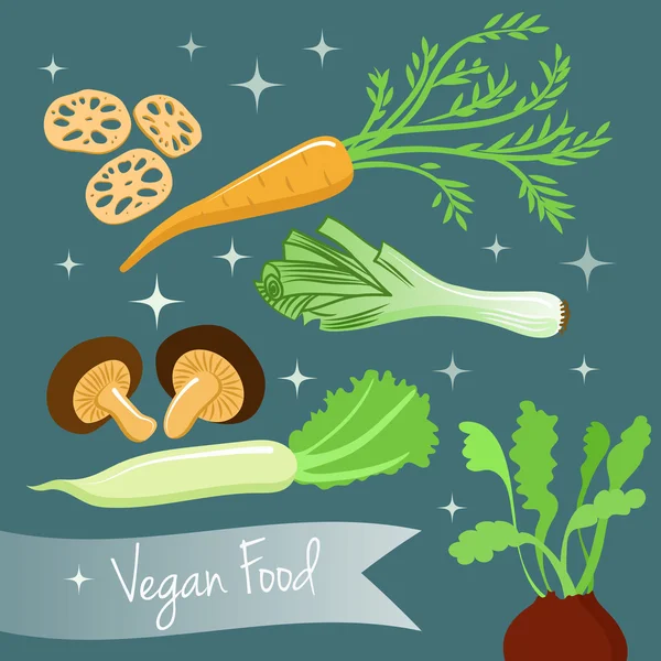 Recogida de alimentos veganos — Vector de stock