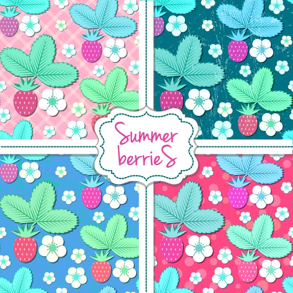 Summer berries pattern set — Stock Vector