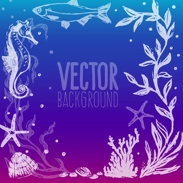 Vector achtergrond met zee leven scène — Stockvector