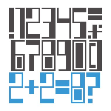 Kolayca değiştirilebilir geometrik yazı tipi: sayılar ve işaretleri