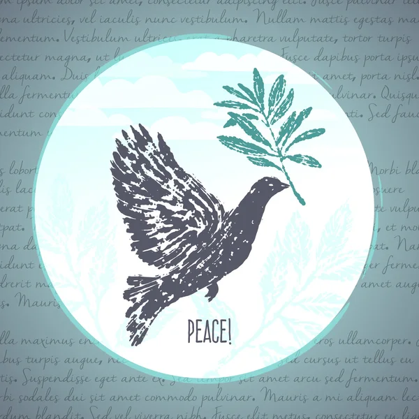 Mürekkep el çekilmiş güvercin zeytin dalı çizim ile