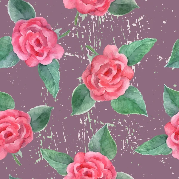 Padrão sem costura com rosas aquarela —  Vetores de Stock