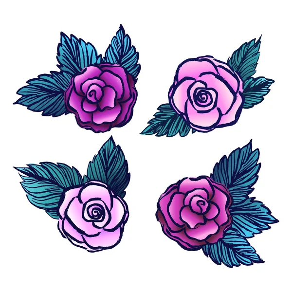 Old style vectored roses on white background| — 图库矢量图片