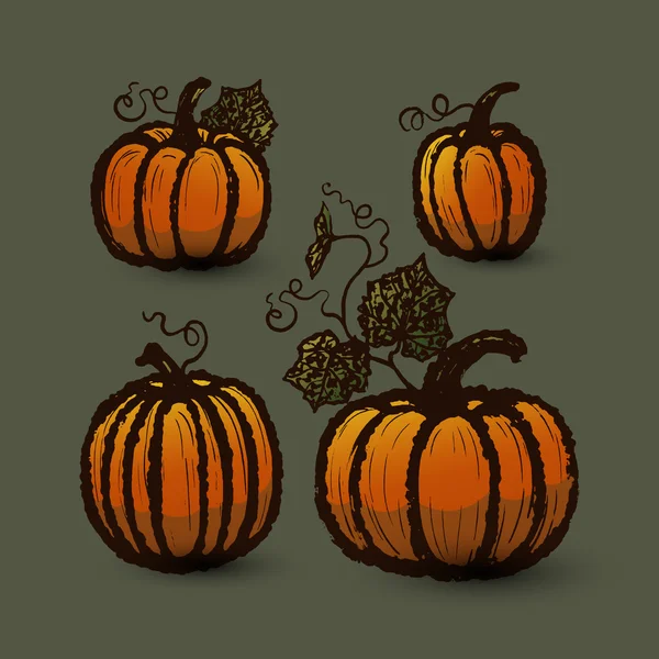 Pumpkins collection/Ink hand drawn pumpkins set — Stock Vector