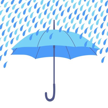 Sağanak yağmurdan koruyan şemsiyeli metin için vektör arkaplanı