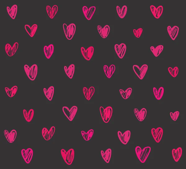 Seamless pattern with pink hand drawn hearts — Stock Vector