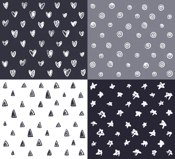 Öğeleri dört Dikişsiz desen soyut mürekkep el ile çizilmiş