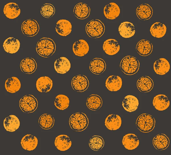 Seamless pattern with ink hand drawn oranges — Stock Vector