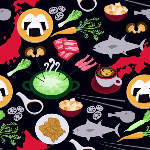Japonské jídlo bezešvé vzor — Stockový vektor