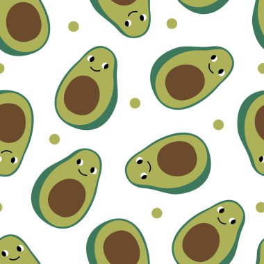 Tatlı avokado yarıları olan kusursuz vektör deseni