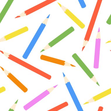 Beyaz arkaplanda renkli kalemlerle vektörsüz desen