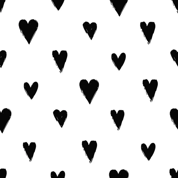 Seamless pattern with ink hearts — Stock Vector