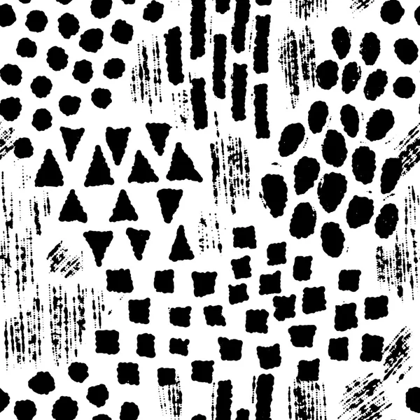 Pola mulus dengan gambar tangan tinta bentuk geometris - Stok Vektor