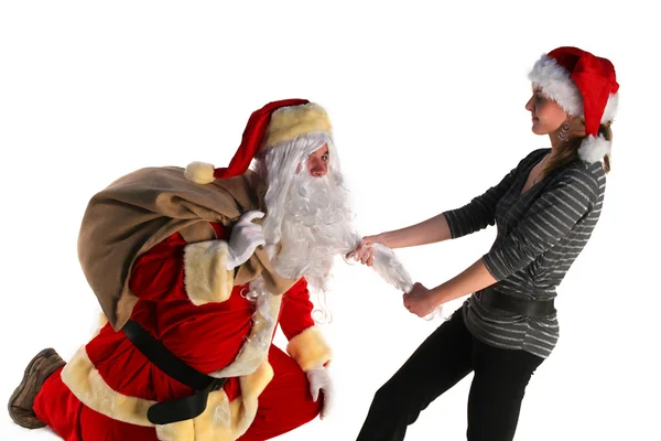 Santa with a young girl — Stock Photo, Image