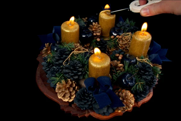 Blesk adventní svíčky — Stock fotografie