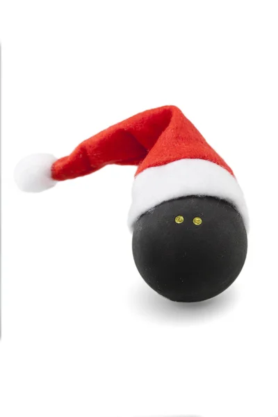 Squash ball z santa hat — Zdjęcie stockowe