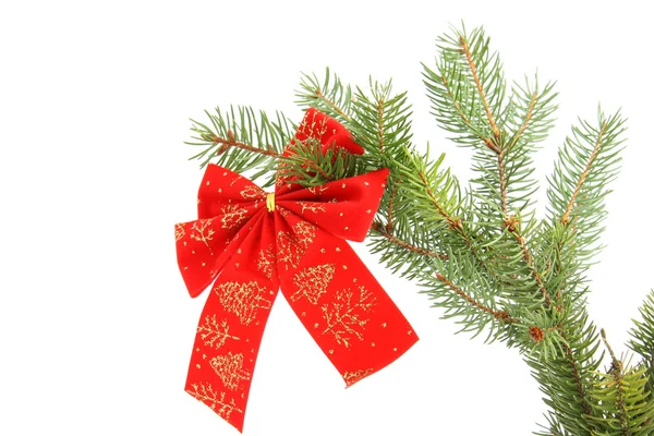 Czerwona wstążka Boże Narodzenie na drzewie Obraz Stockowy