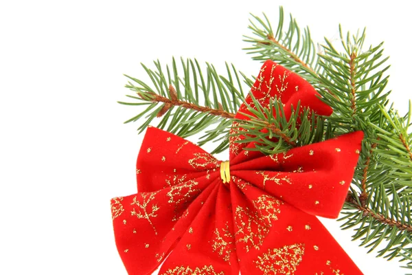 Красная рождественская лента на дереве Лицензионные Стоковые Фото
