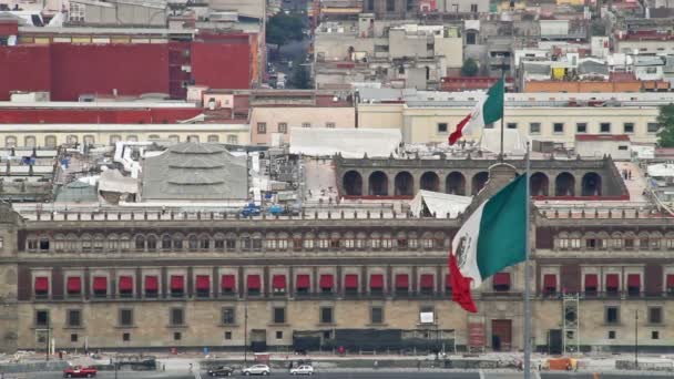 Mexico vlag in Zocalo — Stockvideo