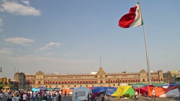 Flagge schwenken im Zocalo — Stockvideo