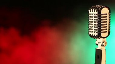 Kırmızı ve yeşil Retro mikrofon