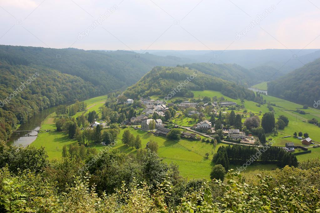 Panoramic view on small village in Belgian Ardennes