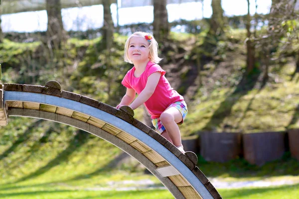 Peuter meisje plezier op Speeltuin — Stockfoto