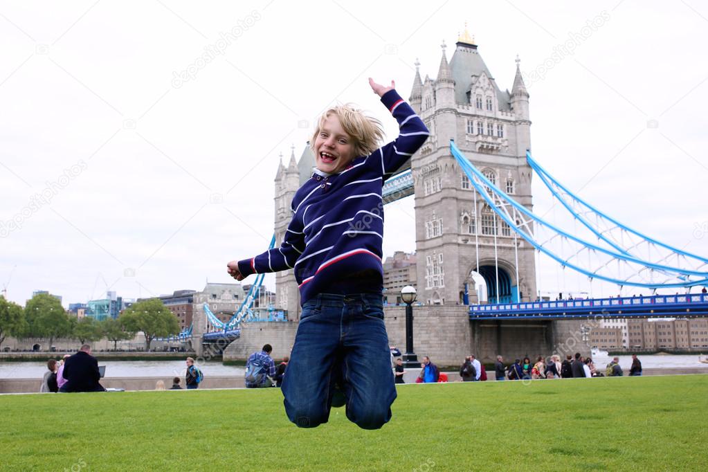 Happy boy enjoying trip to London