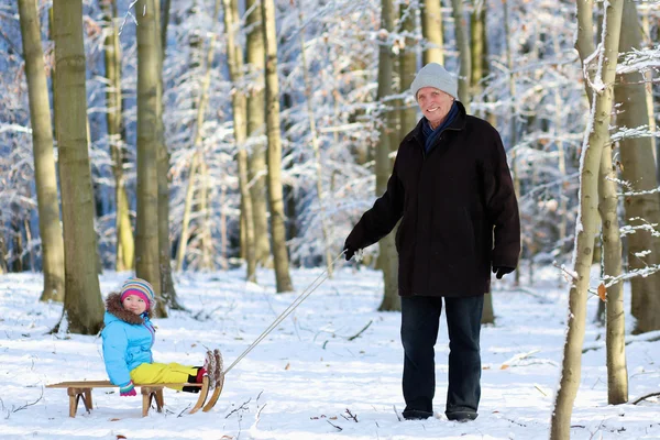 Dedesi ve onun küçük yürümeye başlayan çocuk — Stok fotoğraf
