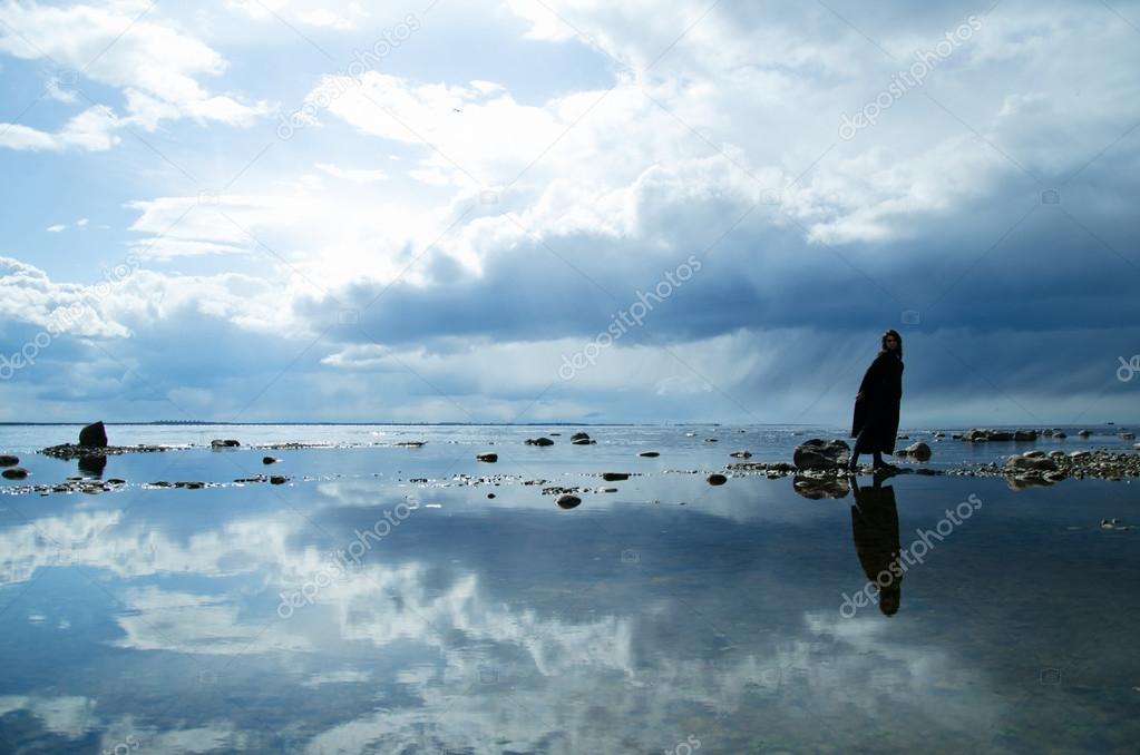 woman and sky