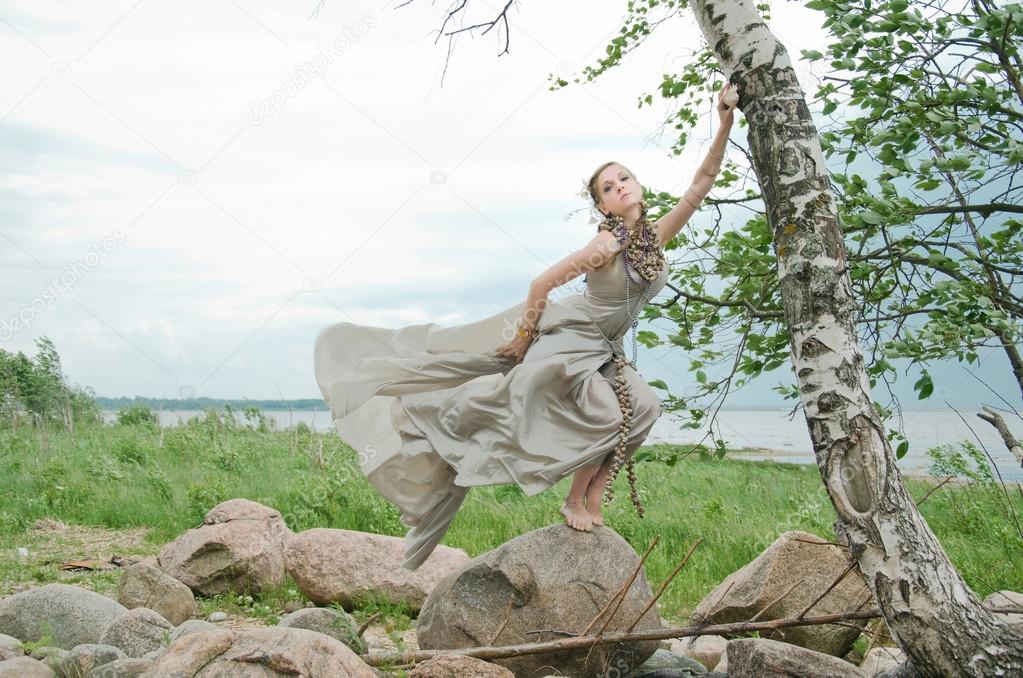woman in wind