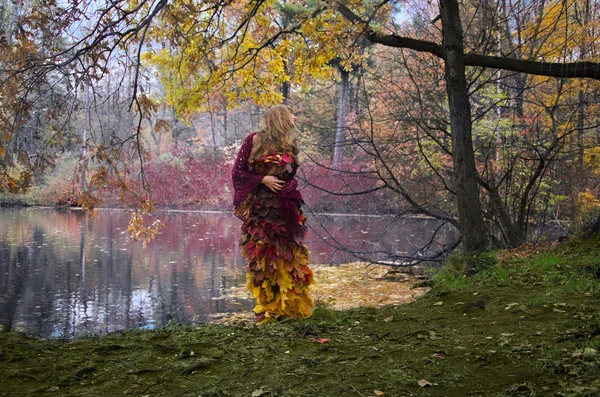 Осенняя ведьма в лесу — стоковое фото