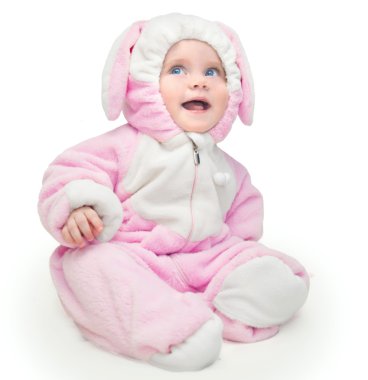 pembe tavşan takım elbiseli küçük kız