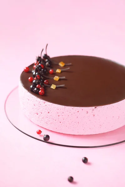 Rode bessen Souffle Cake — Stockfoto