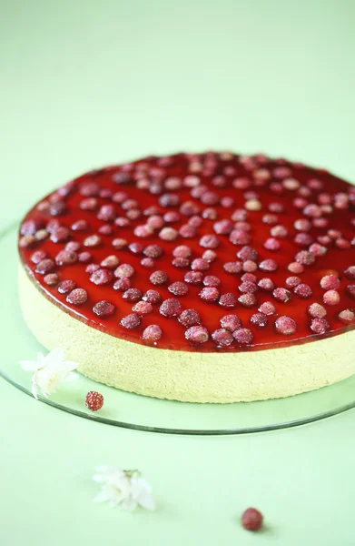 Pistachio Strawberry Mousse Cake — Stock Photo, Image