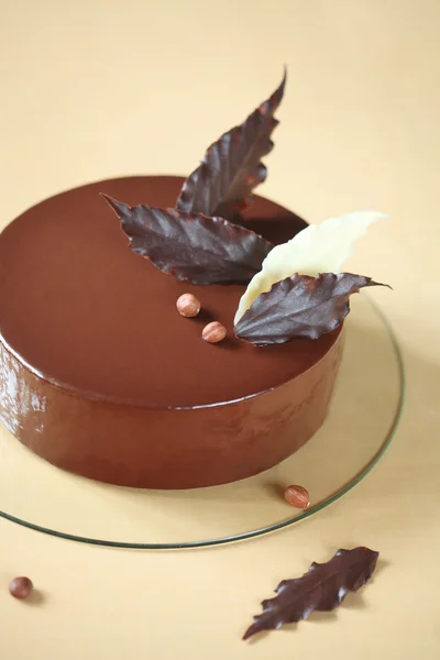 Bolo de mousse de avelã de chocolate — Fotografia de Stock