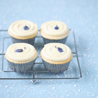 White Chocolate Violet Cupcakes