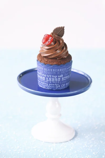 Christmas Chocolate Cherry Cupcake — Stockfoto