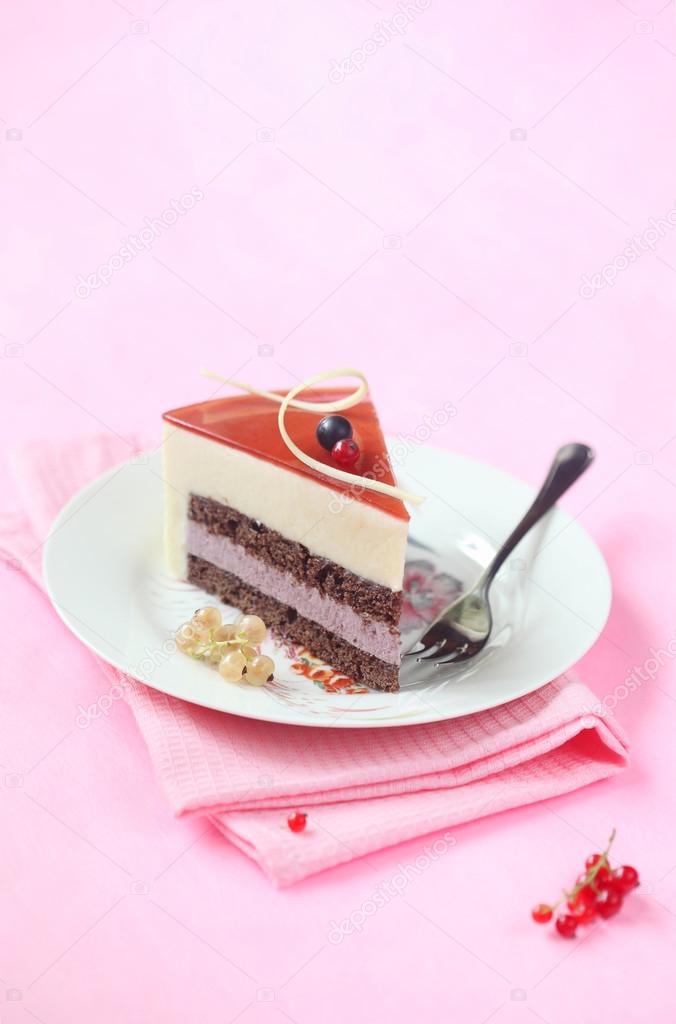 Piece of Summer Berry Mousse Cake