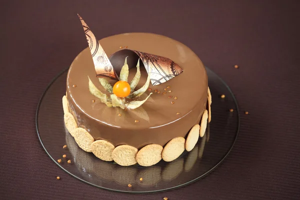 Yellow Plum and Hazelnut Entremet Cake — Stock Photo, Image