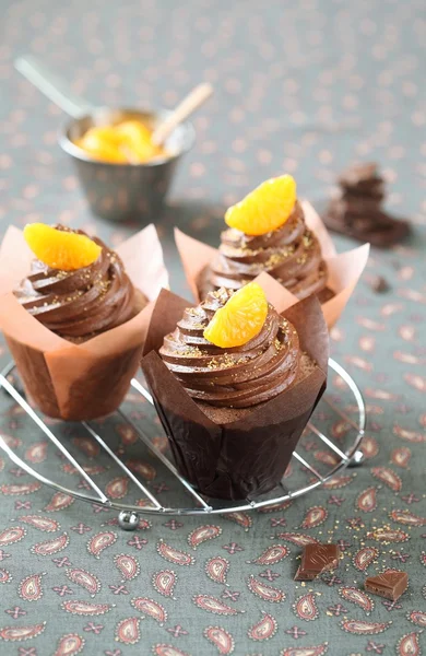 Chocolate Tangerine Cupcakes — Stock Photo, Image