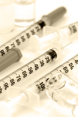 Insulin syringe with 29G. needle on white background. clipart