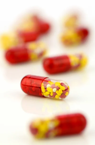 Colorful of oral medications on White Background. — Stock Photo, Image