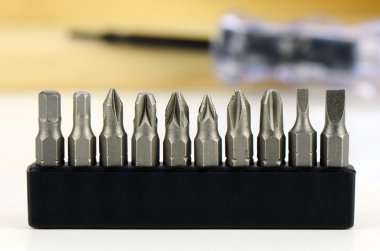 Vida ipuçları çeşitli tür Akülü Tornavidalar.