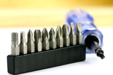 Vida ipuçları çeşitli tür Akülü Tornavidalar.