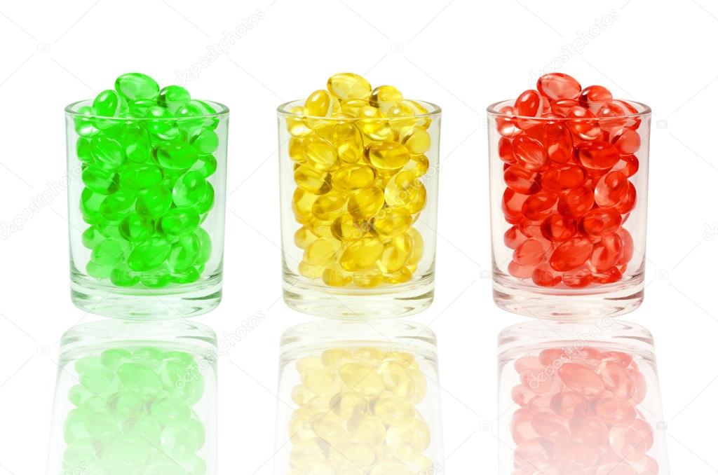 Soft gelatin capsule isolated on white background with clipping path.