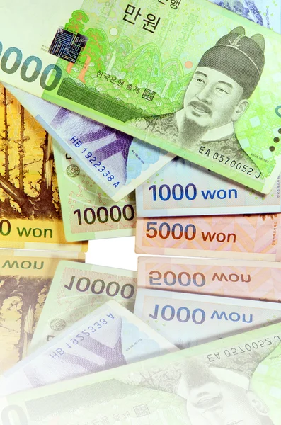 Current Use of South Korean Won Currency in Different value. — Stock Photo, Image