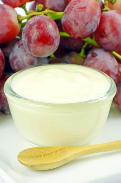 Low fat or fat-free plain yogurt. — Stock Photo, Image