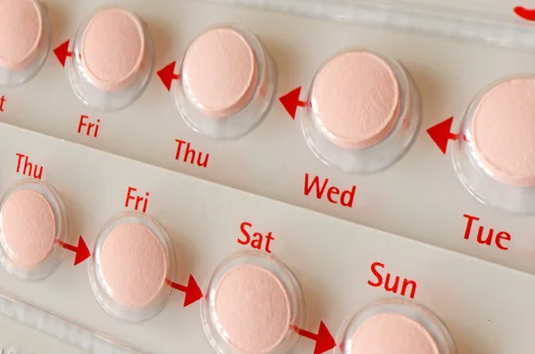 Contraceptive Pill with English Instructions. — Stock Photo, Image