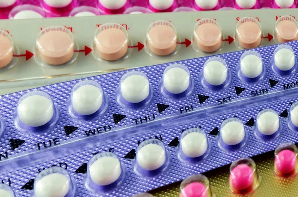 Colorful oral contraceptive pill. — Stock Photo, Image